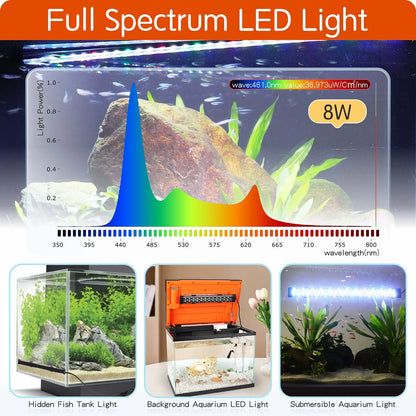 Hygger Submersible LED Aquarium Light, 24/7 Mode Fish Tank Light with 5 Rows Beads, with Timer 9 Colors and Adjustable Brightness, Full Spectrum IP68 Waterproof Light for Fish Tank 8-54In