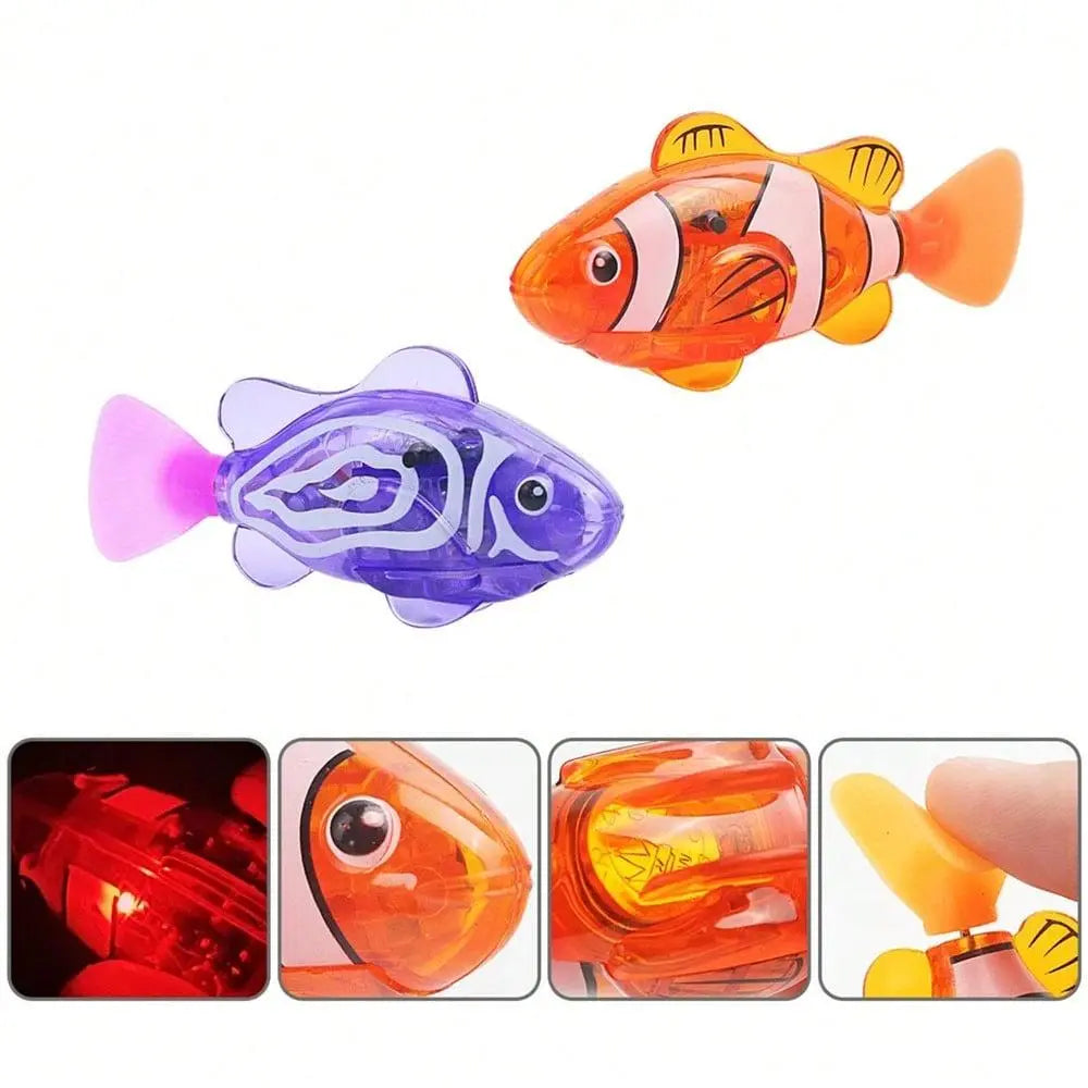 Electronic Pet Fish, 4Pcs/Set Interactive Robot Electric Fish Toy, Waterproof LED Light Electronic Fish, Slowing down Sway in Water