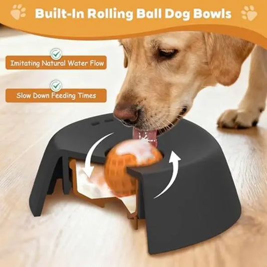 Slow-Feeding Bowl for Dogs with Built-In Rollers Prevents Overflow Holds Bone Broth Easy to Lick Multifunctional Puppy Yogurt Feeding Bowl for All Breeds Ideal for Nutritional Supplementation