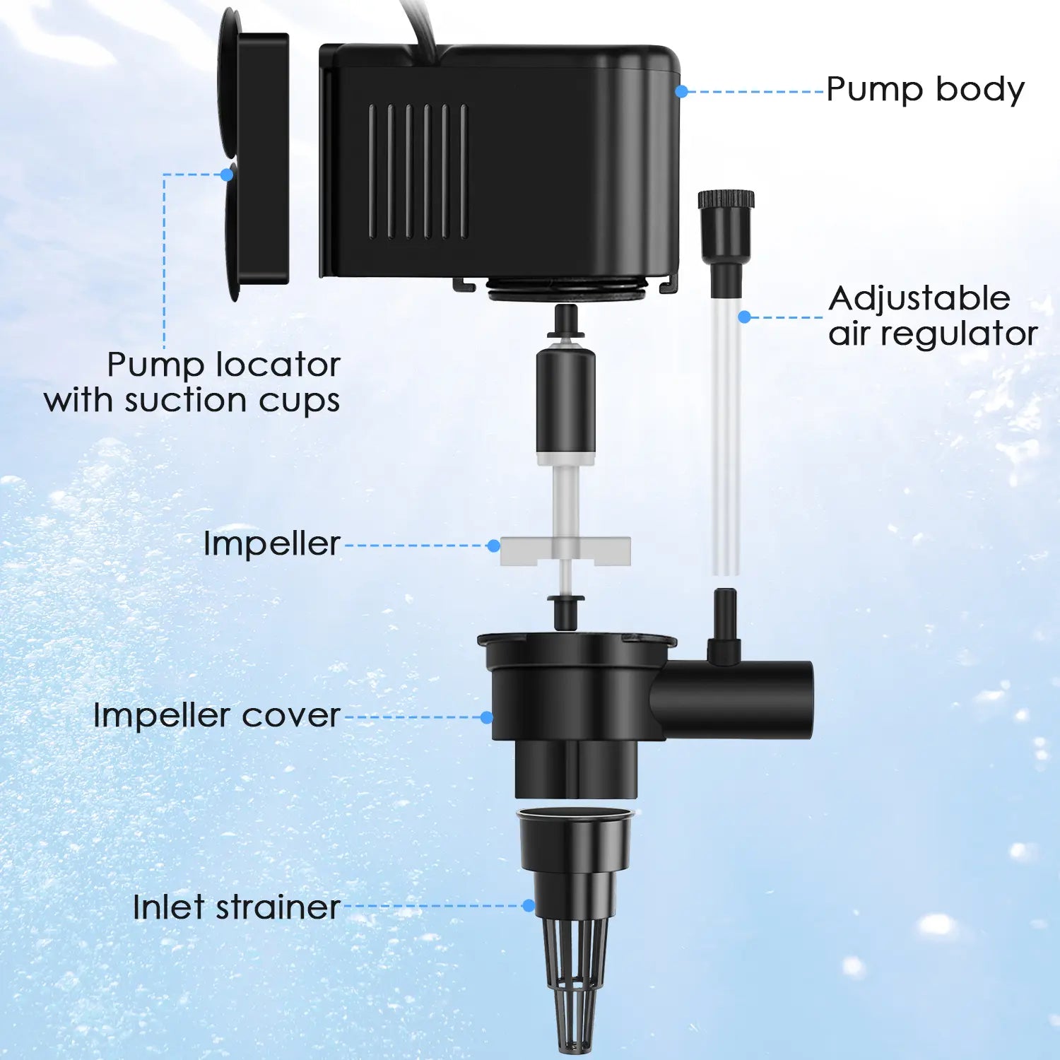 Aquamiracle Aquarium Powerhead Pump Circulating Water Pump 135/210/265GPH for 10-80 Gallon Aquariums with Aerating Features
