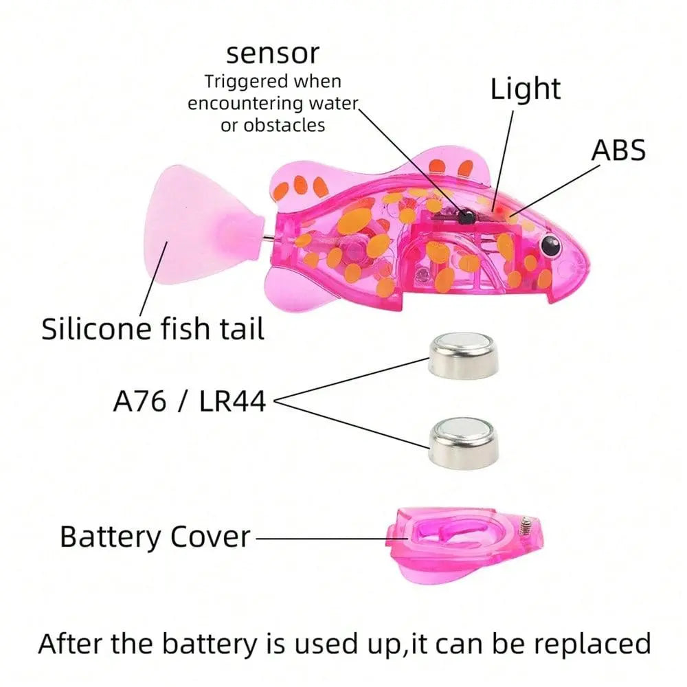 Electronic Pet Fish, 4Pcs/Set Interactive Robot Electric Fish Toy, Waterproof LED Light Electronic Fish, Slowing down Sway in Water