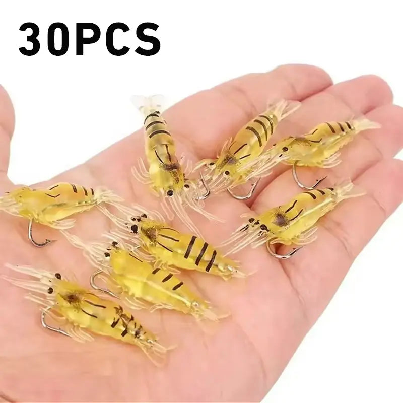 30Pcs Realistic Shrimp Soft Lure for Freshwater & Saltwater Fishing