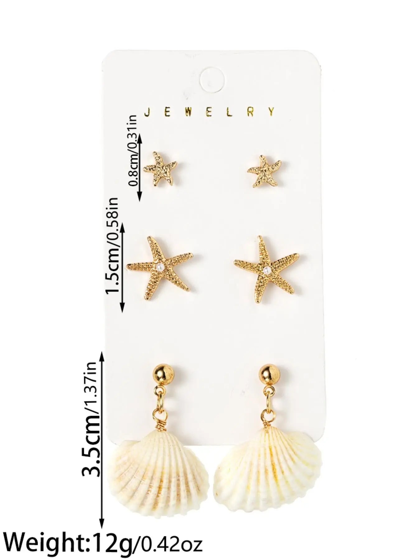 Starfish & Shell & Mermaid Design Earrings, Fashionable Jewelry for Women & Girls, Trendy All-Match & Exquisite Jewelry for Birthday Gift, High Quality Earrings