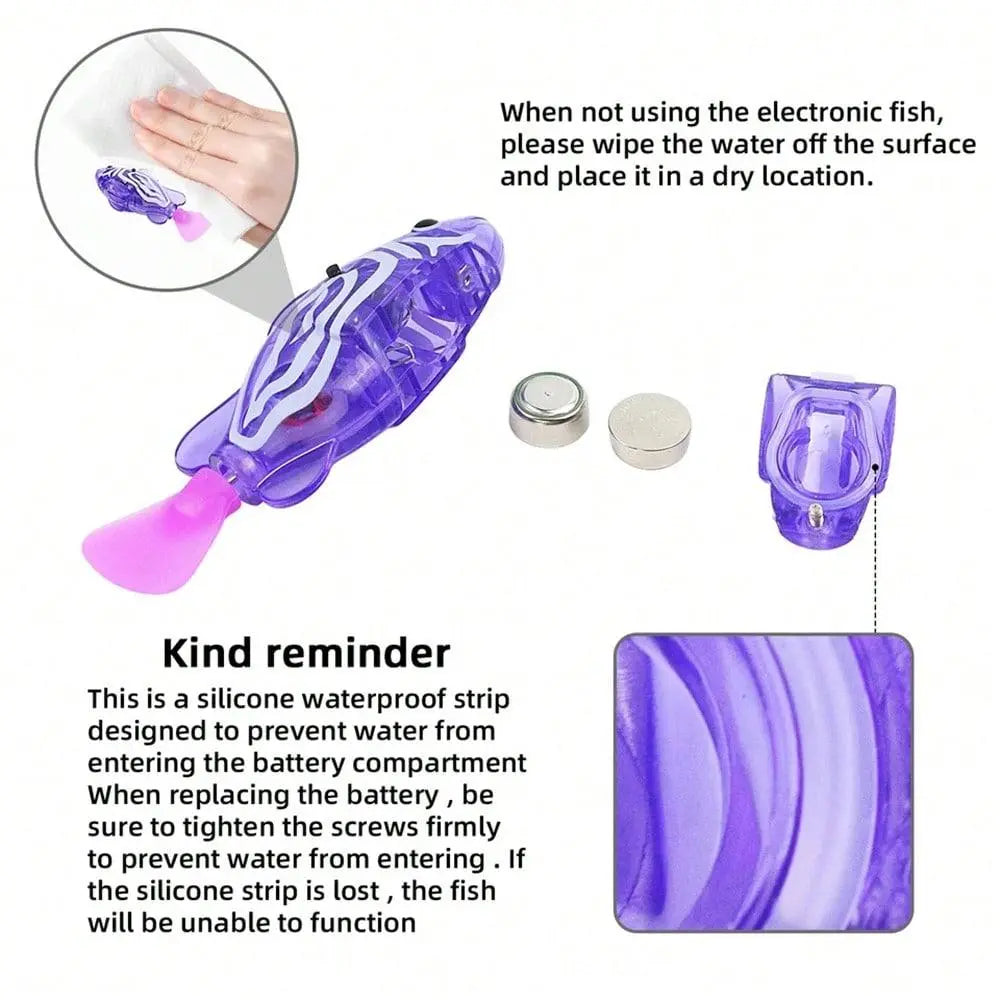 Electronic Pet Fish, 4Pcs/Set Interactive Robot Electric Fish Toy, Waterproof LED Light Electronic Fish, Slowing down Sway in Water
