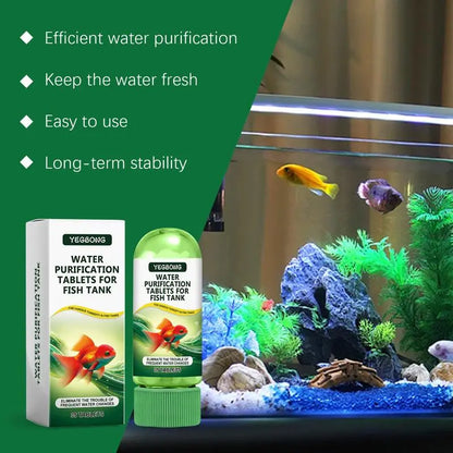 Aquarium Water Purification Tablets, Water Quality Dedicated to Clean Deodorizing Algae Stains Sludge Clear Fish Ponds