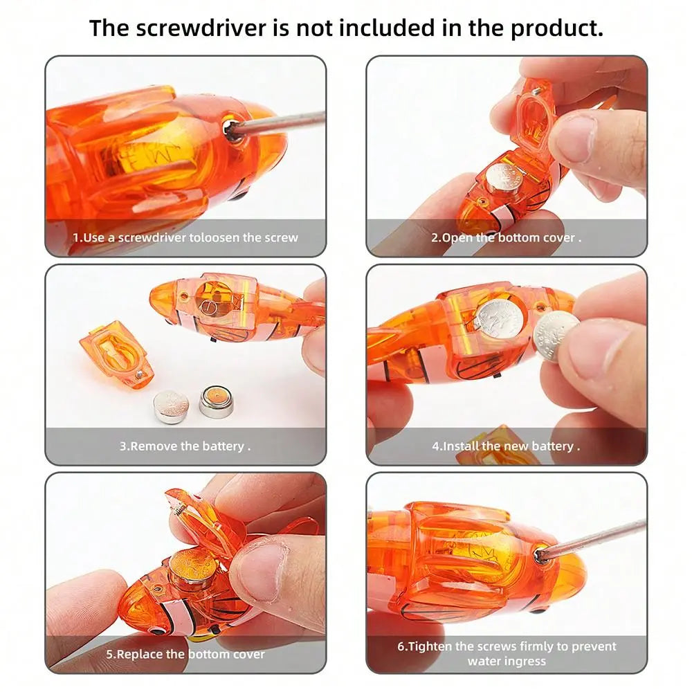 Electronic Pet Fish, 4Pcs/Set Interactive Robot Electric Fish Toy, Waterproof LED Light Electronic Fish, Slowing down Sway in Water