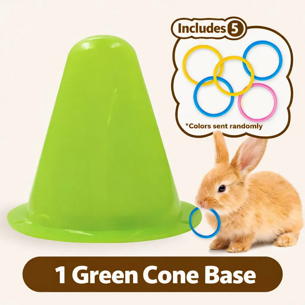 Interactive Rabbit Toy, Durable Plastic Ice Cream Tub with Colorful Rings Toy, Batteryless Chew Toy for Boredom Relief of Bunny and Guinea Pig