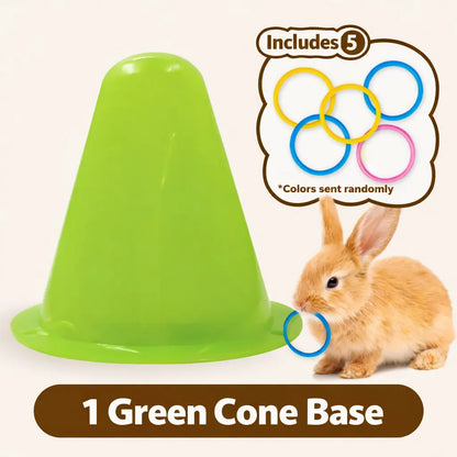 Interactive Rabbit Toy, Durable Plastic Ice Cream Tub with Colorful Rings Toy, Batteryless Chew Toy for Boredom Relief of Bunny and Guinea Pig