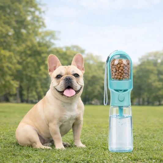 Portable 500Ml Water Bottle for Dogs, 2-In-1 Pet Travel Bowl Dispenser with Food Treat Container, Outdoor Walking Accessories for Dogs.