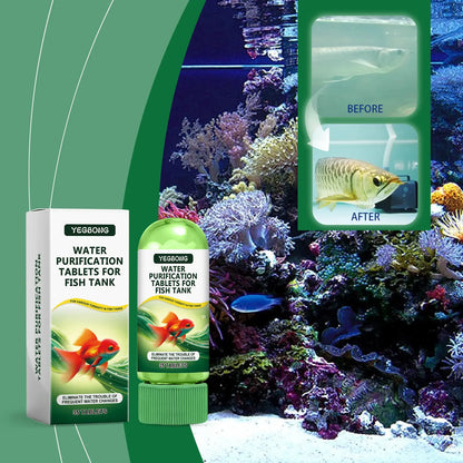 Aquarium Water Purification Tablets, Water Quality Dedicated to Clean Deodorizing Algae Stains Sludge Clear Fish Ponds