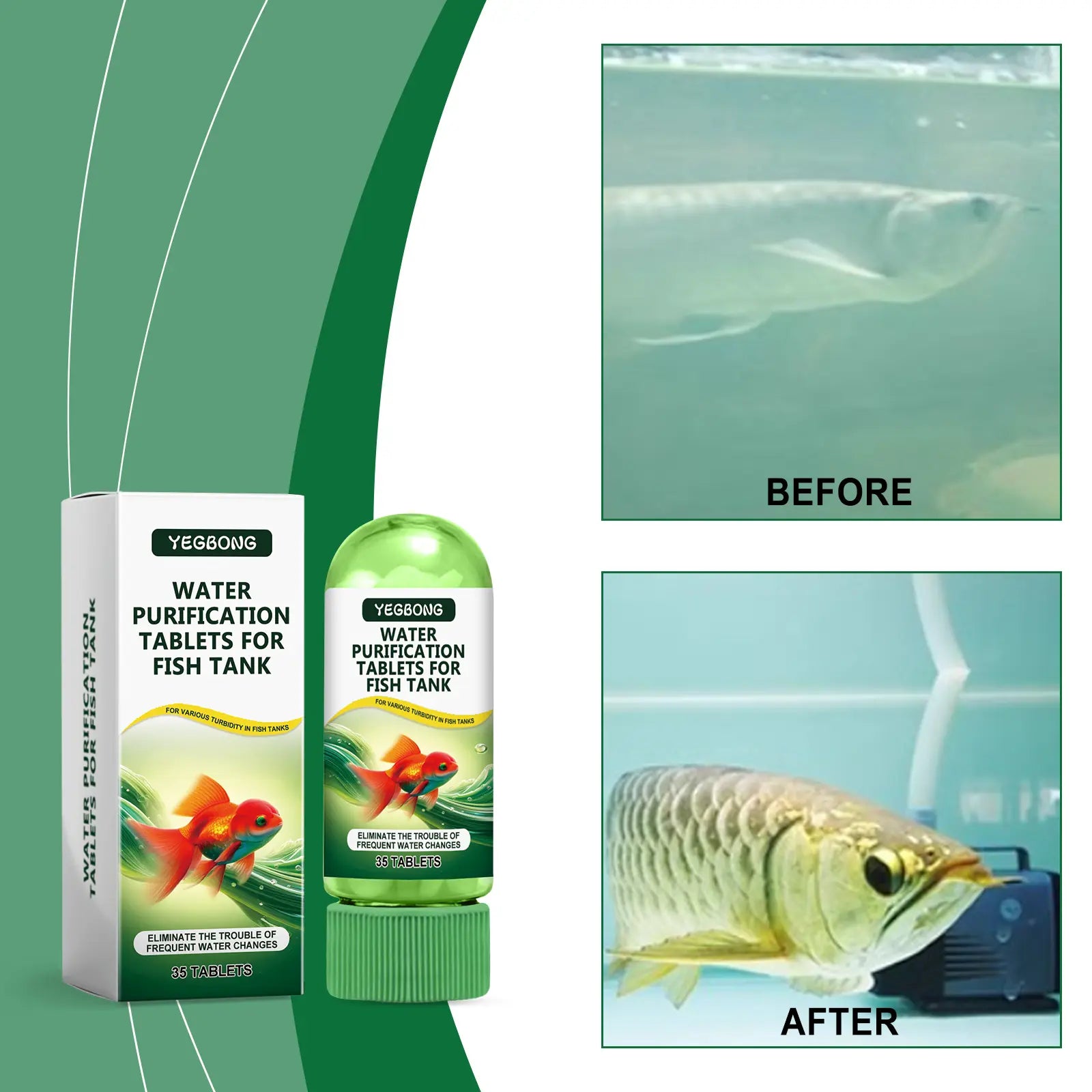 Aquarium Water Purification Tablets, Water Quality Dedicated to Clean Deodorizing Algae Stains Sludge Clear Fish Ponds