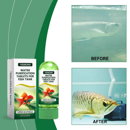 Aquarium Water Purification Tablets, Water Quality Dedicated to Clean Deodorizing Algae Stains Sludge Clear Fish Ponds