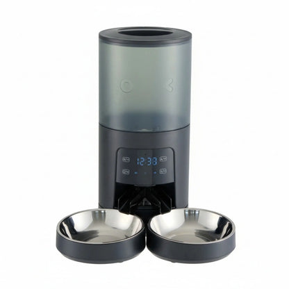 Automatic Cat Feeder, Timed Cat Food Dispenser with APP Control, 10S Voice Recorder, Dual Power Supply, 2.4G Wifi Indoor Programmable Pet Feeder with Desiccant for Small Cats and Dogs