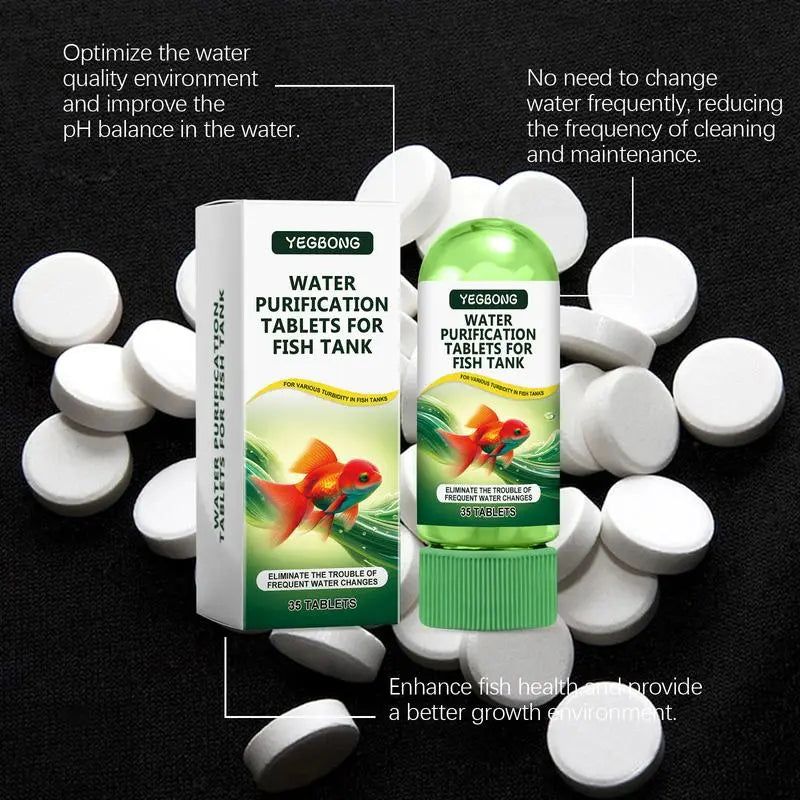 Aquarium Water Purification Tablets, Water Quality Dedicated to Clean Deodorizing Algae Stains Sludge Clear Fish Ponds