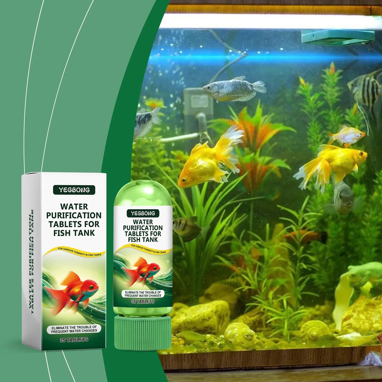 Aquarium Water Purification Tablets, Water Quality Dedicated to Clean Deodorizing Algae Stains Sludge Clear Fish Ponds
