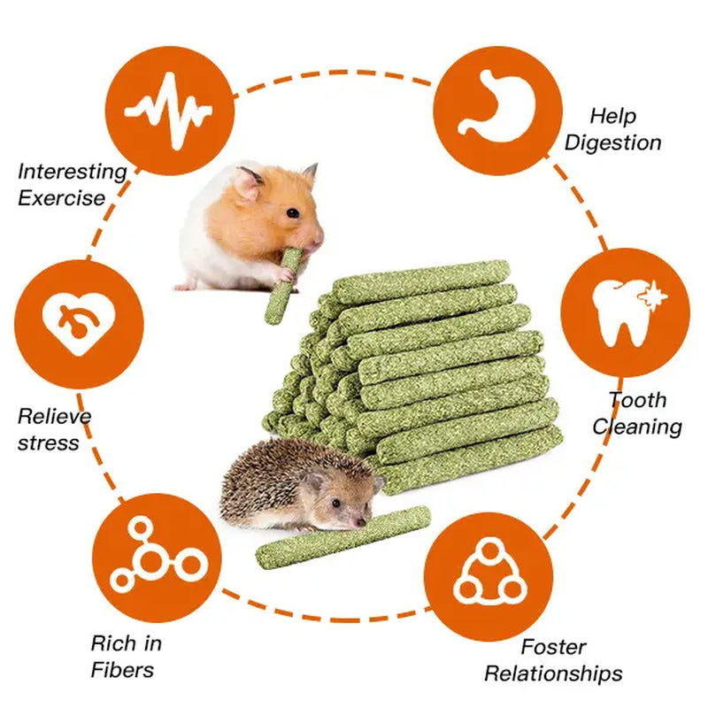 45 Timothy Chew Sticks, Suitable for Pets Such as Rabbits, Guinea Pigs, Hamsters, Chinchillas, Mice, and Gerbils.