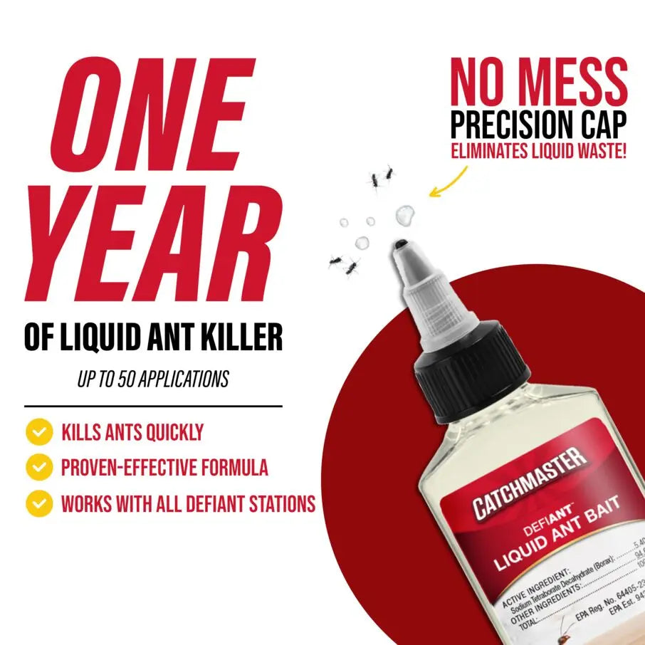 DEFIANT™ Liquid Ant Bait for Ant Control, 1-Year Supply + 8 Classic Bait Stations