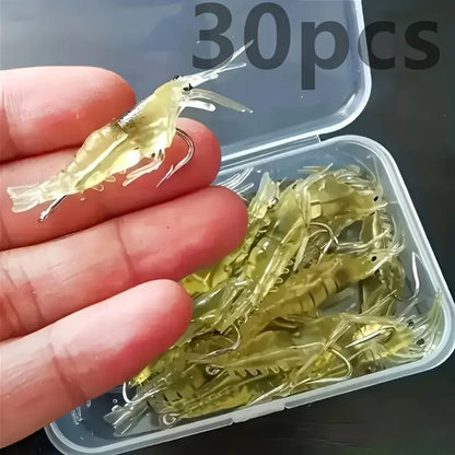 30Pcs Realistic Shrimp Soft Lure for Freshwater & Saltwater Fishing