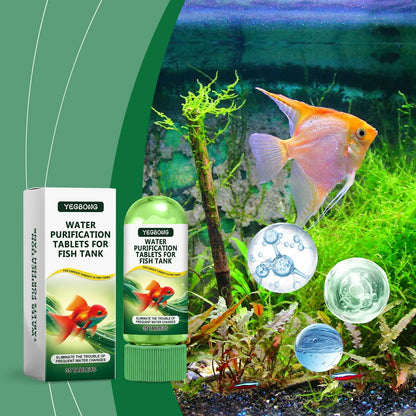Aquarium Water Purification Tablets, Water Quality Dedicated to Clean Deodorizing Algae Stains Sludge Clear Fish Ponds