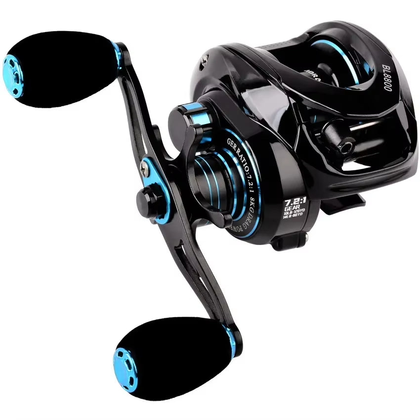 Fishing Baitcasting Reel All Metal Spool 18+1BB 10Kg/22Lb Max Drag Speed Ratio 7.2:1 Magnetic Metal Casting Pesca Fishing Reels