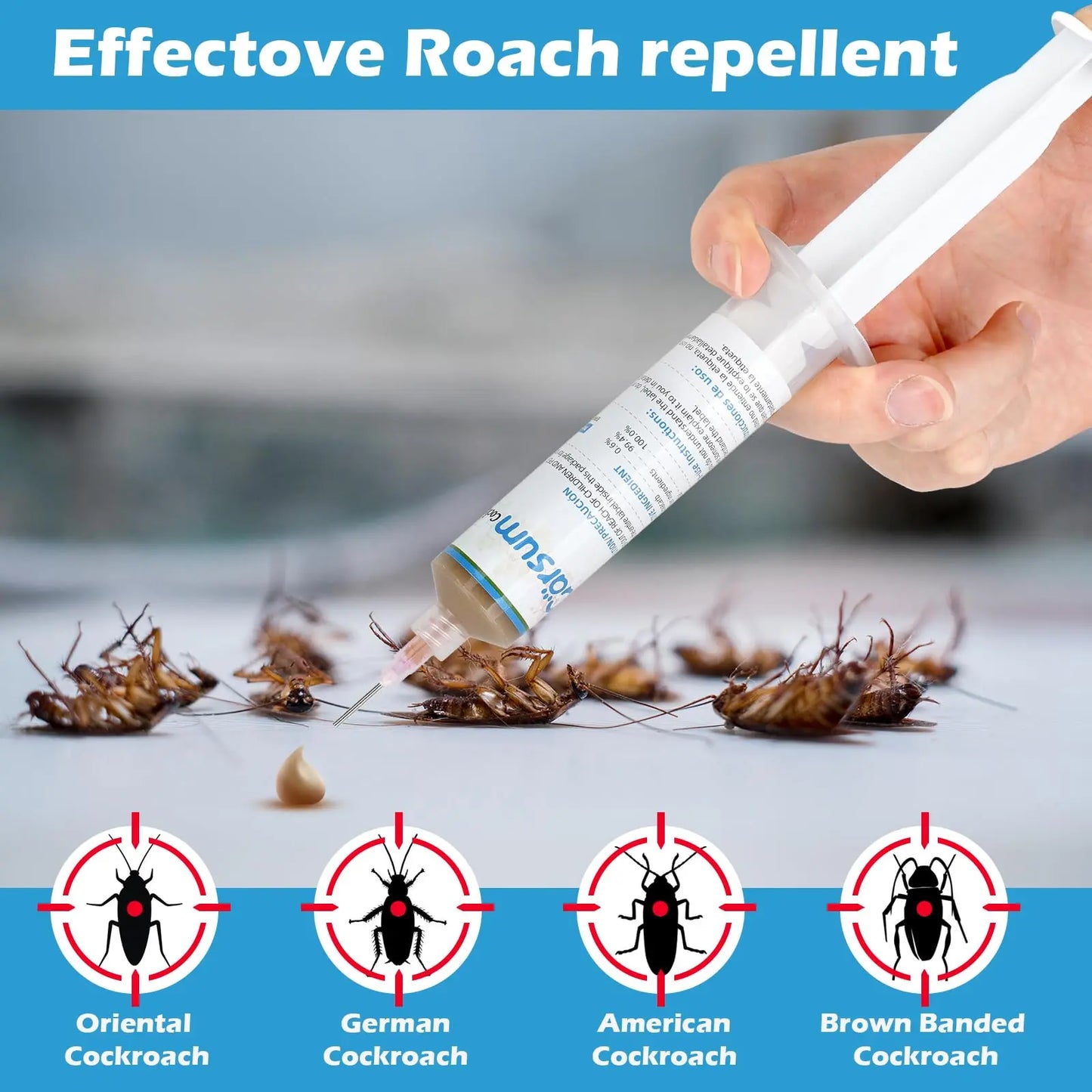 Garsum Cockroach Gel Bait 1 Box (4 Tubes X 30 Grams), Roach Killer Indoor Infestation Home and Outdoor Use