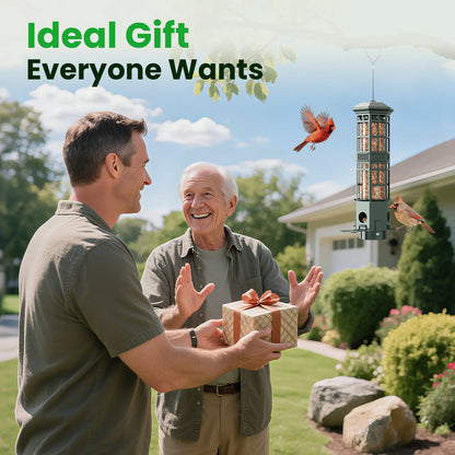 VINGUYS Squirrel-Proof Bird Feeder, Hanging Metal Mesh Outdoor Feeder, Gravity-Resistant, Squirrel-Proof Wild Bird Feeder with Finch