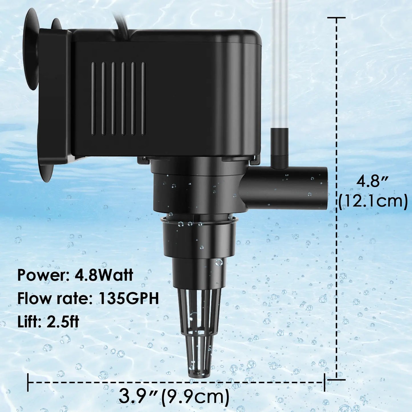 Aquamiracle Aquarium Powerhead Pump Circulating Water Pump 135/210/265GPH for 10-80 Gallon Aquariums with Aerating Features