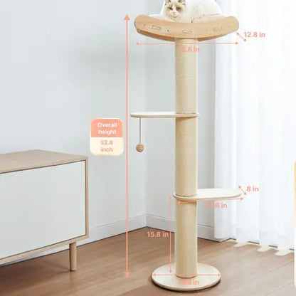 Adjustable Height Cat Tree Tower (102-118 Inches ) 5-Tier Hemp Scratching Post Indoor/Outdoor Sturdy Cat Activity Center with Perches