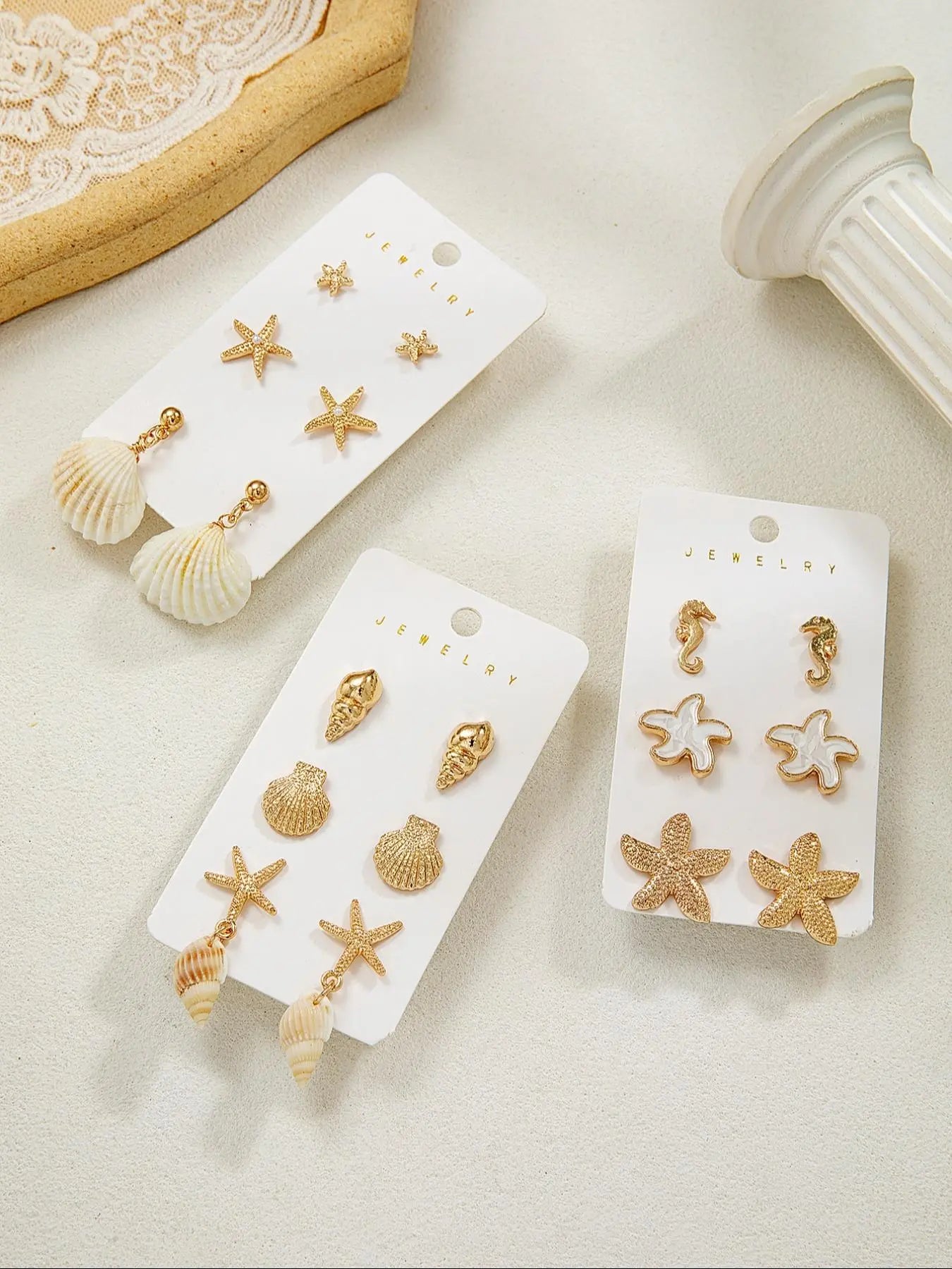 Starfish & Shell & Mermaid Design Earrings, Fashionable Jewelry for Women & Girls, Trendy All-Match & Exquisite Jewelry for Birthday Gift, High Quality Earrings