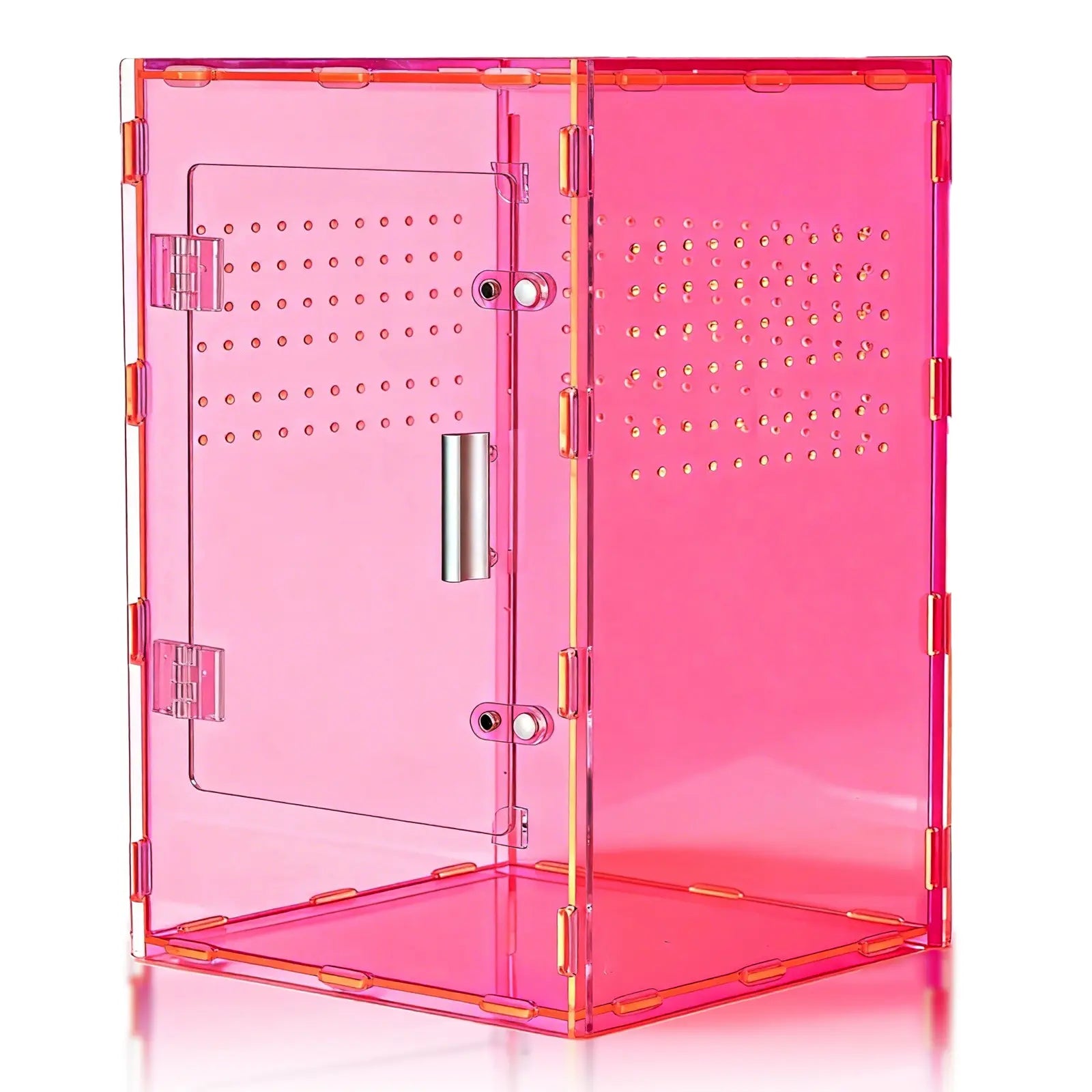 8X8X12 Acrylic Reptile Tank Cyberpunk Pink Terrarium Enclosure for Crested Geckos & Small Pets with Tropical Rainforest Inspired Design